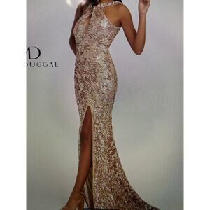NEW Mac Duggal size 10 style 3434A sequin gold gown